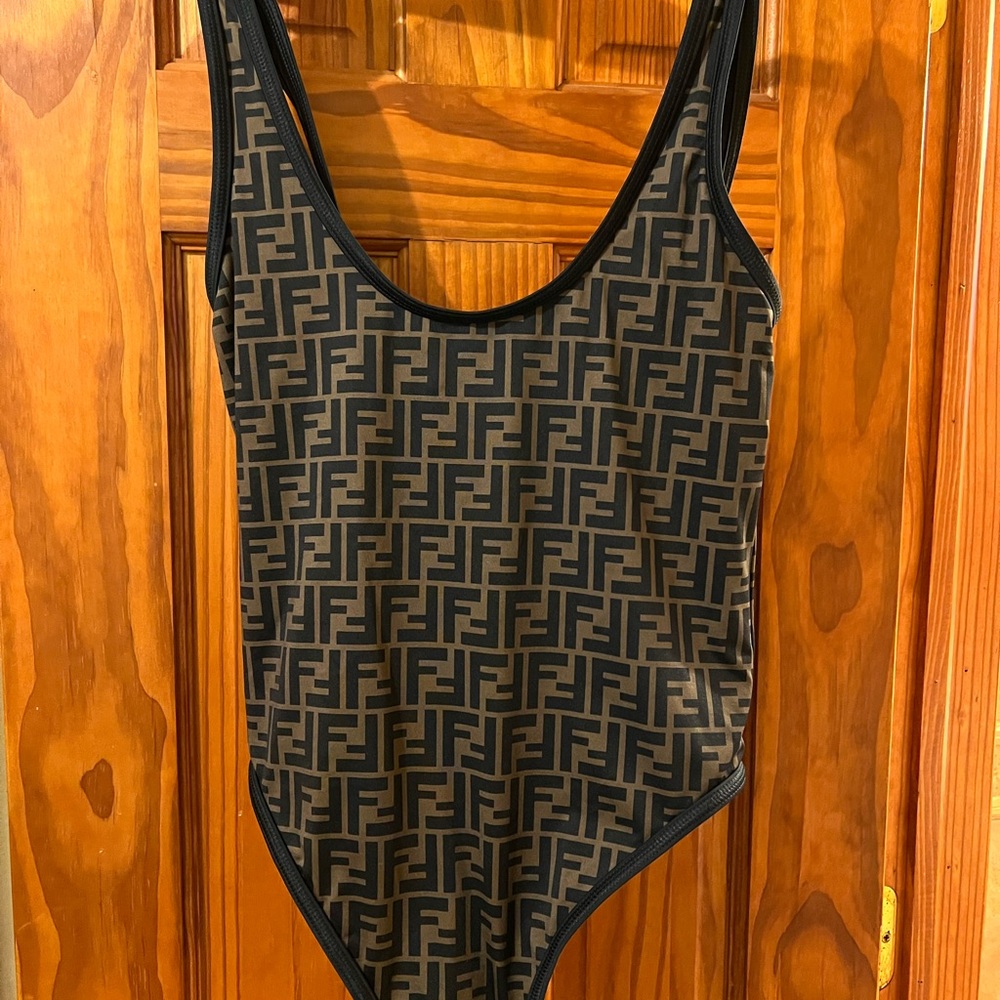 AUTHENTIC❗️Fendi Black and Brown Monogram swim suit